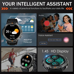 KE3 INEYES Silicone Smart Watch for Men – 3ATM Waterproof, HD Display, LED Flashlight, Sports Fitness Tracker