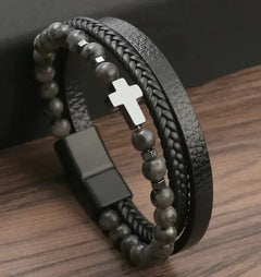 Tiger Eye Cross Charm Bracelet
