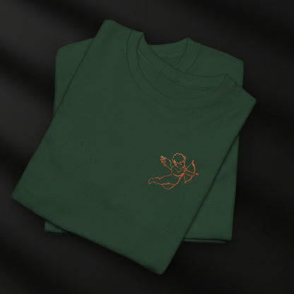 Minimal Cupid T-Shirt – Subtle Heart Illustration Cotton Tee