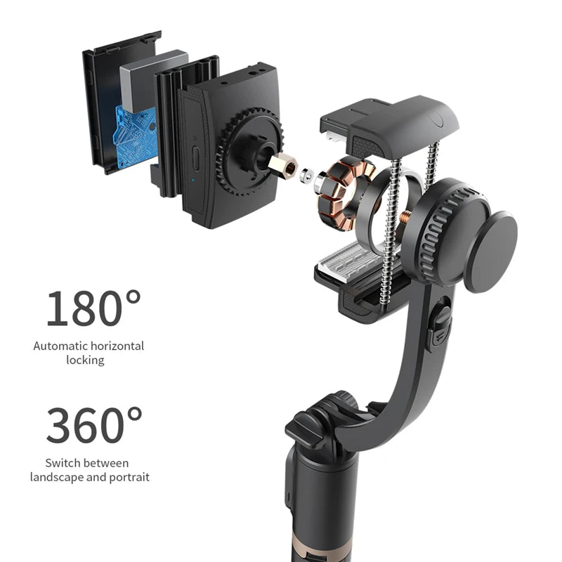 Roreta 2023 Gimbal Stabilizer Selfie Stick – Foldable Wireless Tripod, Bluetooth Shutter, for iOS & Android | UniqSnaz