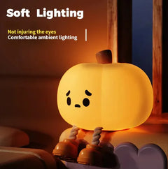 SpookyGlow Pumpkin Night Light – Safe Silicone LED Lamp for Kids, Halloween & Bedroom Décor