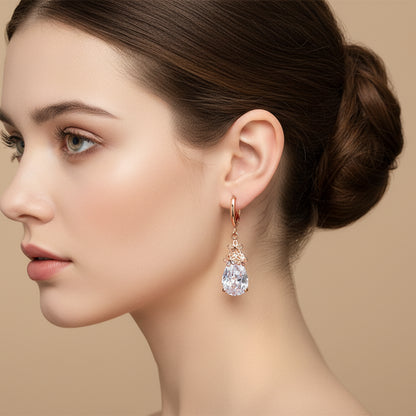 Elegant Zircon Teardrop Chinese Knot Earrings