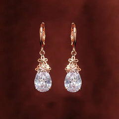Elegant Zircon Teardrop Chinese Knot Earrings