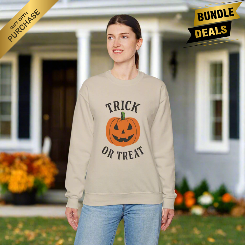 “Halloween Trick-Or-Treat Sweatshirt | Cozy Unisex Crewneck”