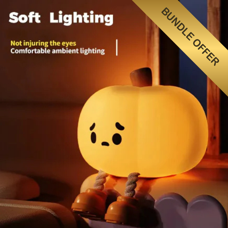 SpookyGlow Pumpkin Night Light – Safe Silicone LED Lamp for Kids, Halloween & Bedroom Décor