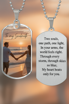 Custom Photo & Engraved Dog Tag Necklace – Personalized Keepsake for Any Loved One