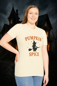 “Pumpkin Spice Witch T-Shirt | Cozy Fall Graphic Tee, Halloween Style”