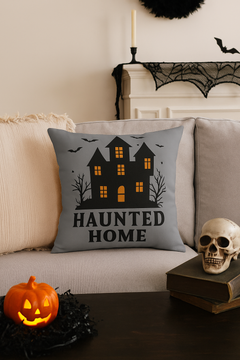 “Haunted Home Halloween Pillow | Cozy Spooky Fall Decorative Cushion”