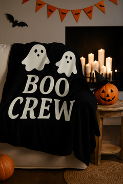 Boo Crew Plush Fleece Blanket 30×40 – Cozy Halloween Ghost Throw