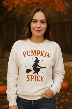 “Halloween Witch Long Sleeve Tee | Cozy Pumpkin Spice Fall Fashion”
