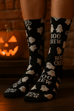 Boo Crew Socks – Cozy Ghost Halloween Crew-Length Socks
