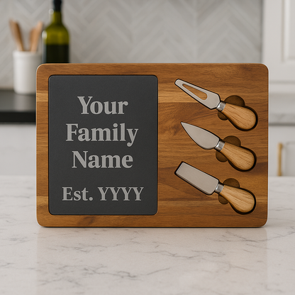 Personalized Acacia Charcuterie Board with Slate