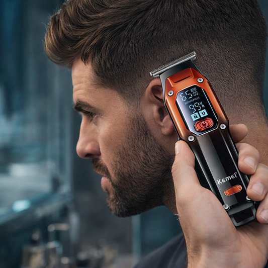 KM-658 LCD Electric Hair Clipper – Professional Cordless Hair Trimmer for Men