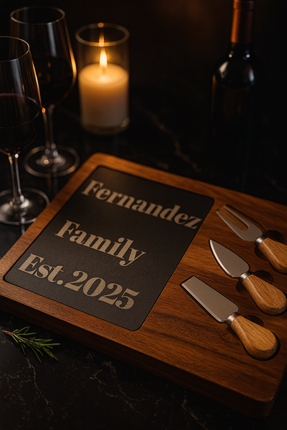 Personalized Acacia Charcuterie Board with Slate
