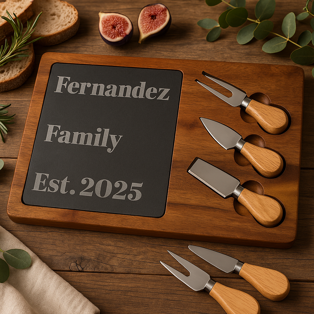 Personalized Acacia Charcuterie Board with Slate