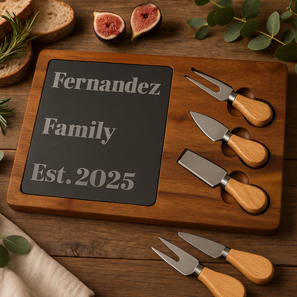 Personalized Acacia Charcuterie Board with Slate