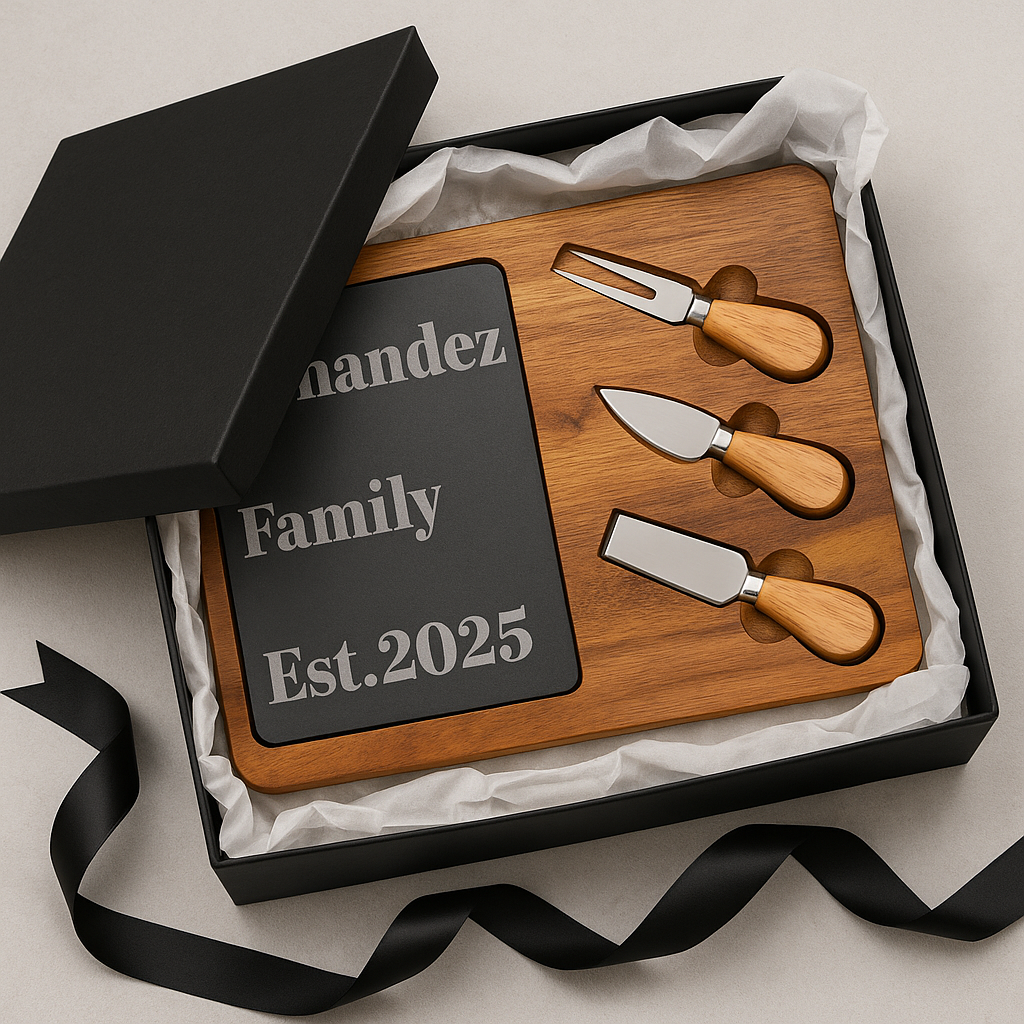 Personalized Acacia Charcuterie Board with Slate