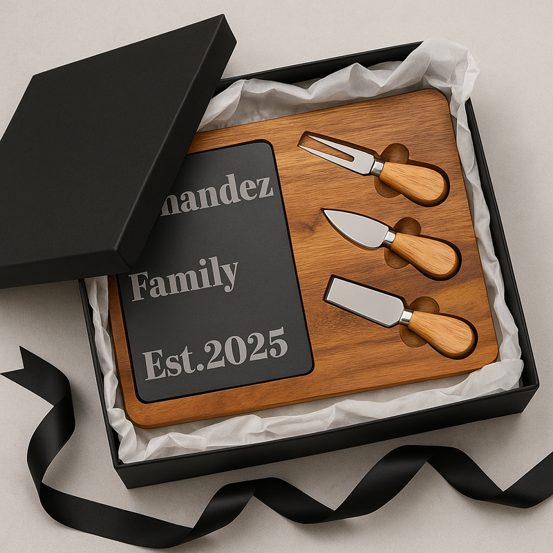 Personalized Acacia Charcuterie Board with Slate