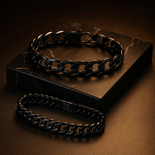 Stainless Sleek Cuban Bracelets Pair for Men and Women