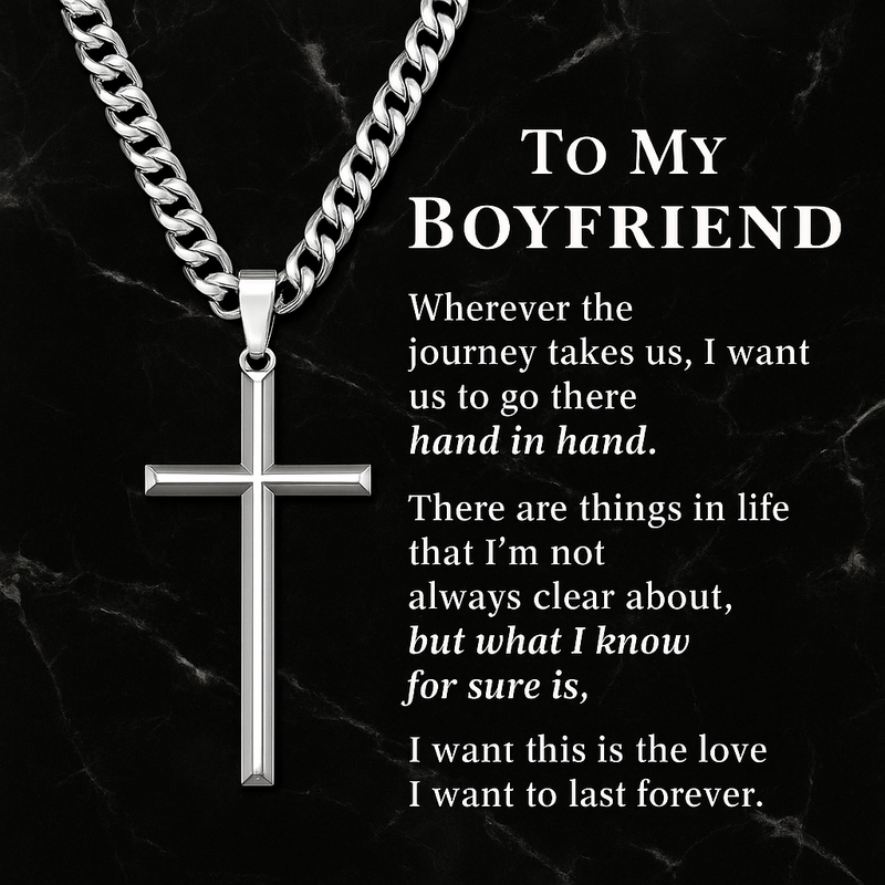 To My Boyfriend Cross Necklace – Meaningful Love Message Gift