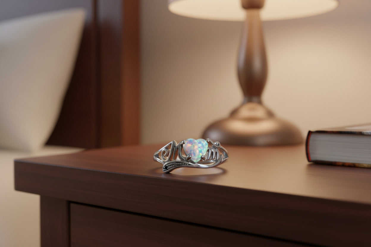 Elegant Opal Heart Ring