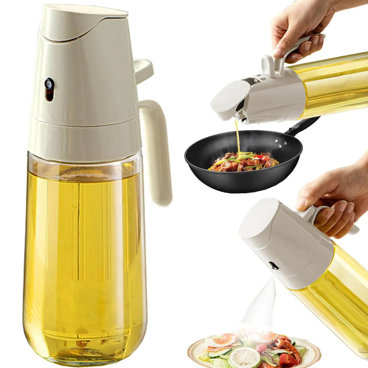 KitchenWise 500ml Dual Function Glass Oil Dispenser & Sprayer