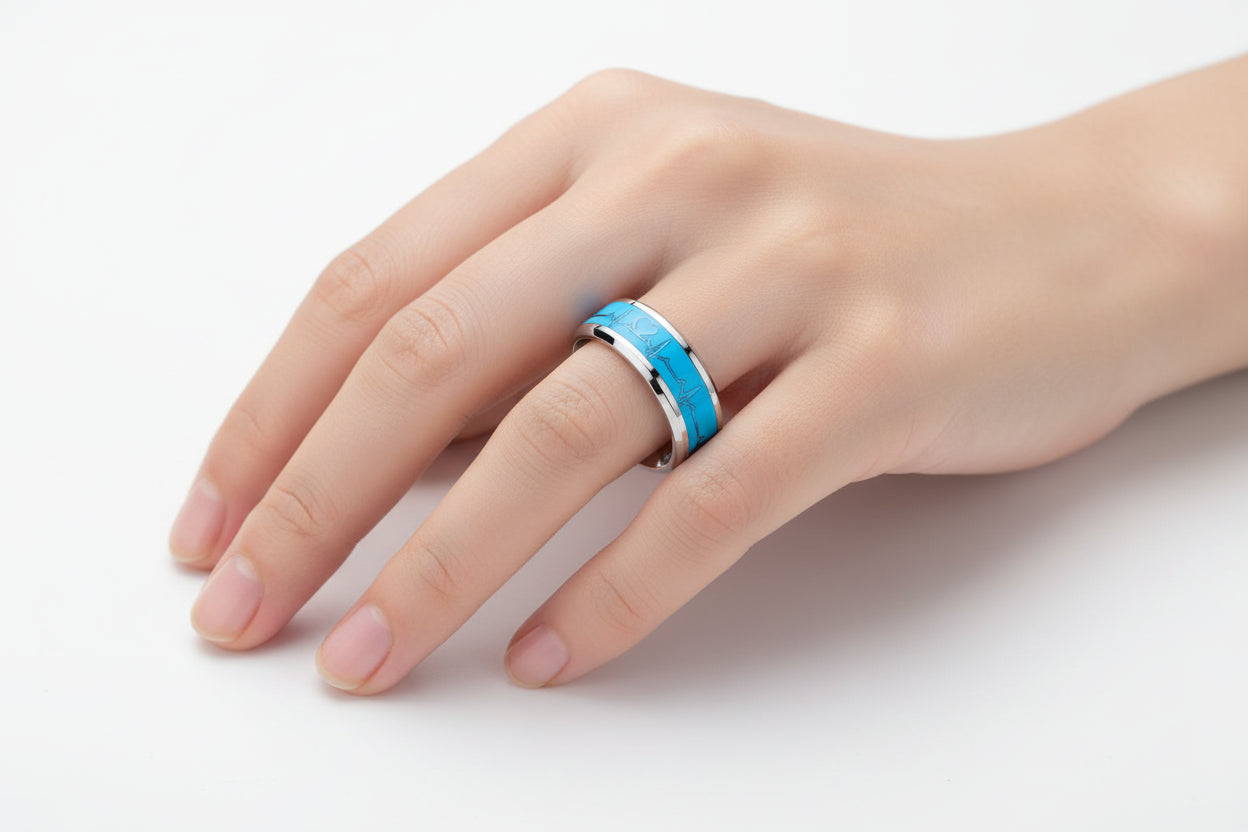 Glowing Heartbeat Stainless Ring