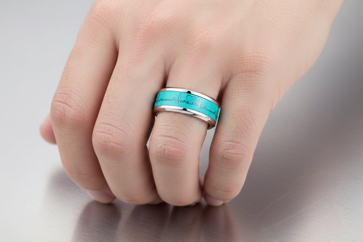 Glowing Heartbeat Stainless Ring