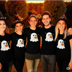 “Cute Ghost Pumpkin Ladies’ Tee | Halloween Graphic T-Shirt”