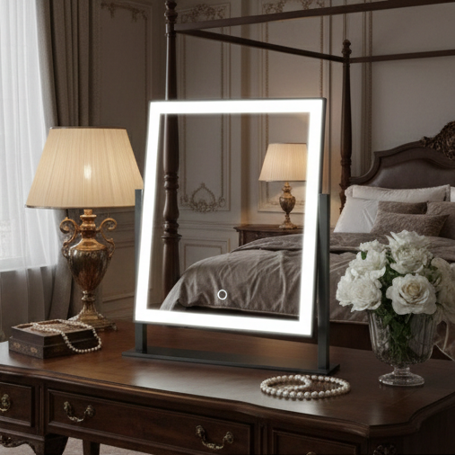 Starlight Hollywood Touch Vanity Mirror with Smart Dimming Lights (12in Black)