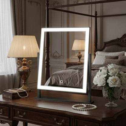 Starlight Hollywood Touch Vanity Mirror with Smart Dimming Lights (12in Black)