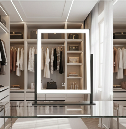 Starlight Hollywood Touch Vanity Mirror with Smart Dimming Lights (12in Black)