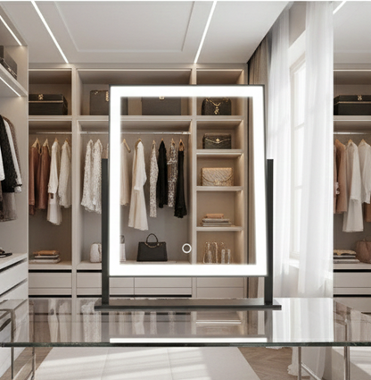 Starlight Hollywood Touch Vanity Mirror with Smart Dimming Lights (12in Black)