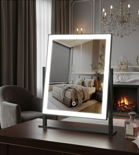 Starlight Hollywood Touch Vanity Mirror with Smart Dimming Lights (12in Black)