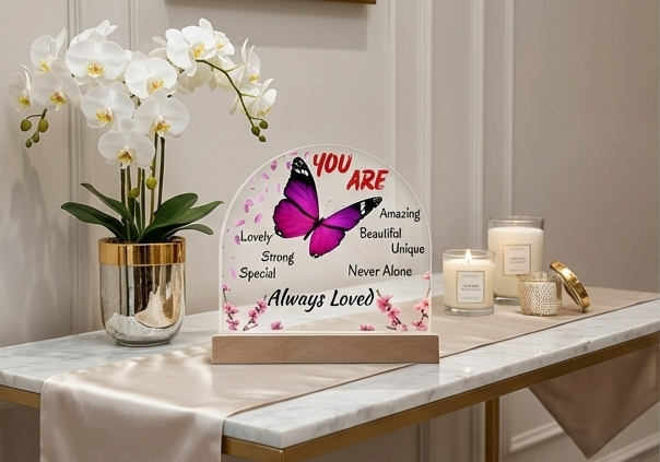 Butterfly Affirmation LED Night Light – “You Are Always Loved” Inspirational Gift