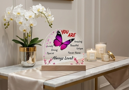 Butterfly Affirmation LED Night Light – “You Are Always Loved” Inspirational Gift