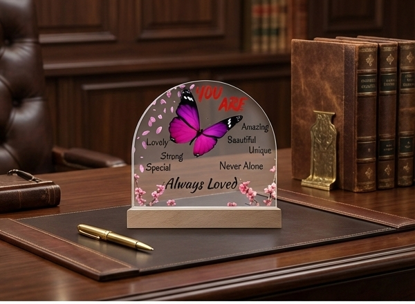Butterfly Affirmation LED Night Light – “You Are Always Loved” Inspirational Gift