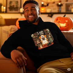 Cozy Spooky Ghost Fleece Hoodie – Cute Halloween Fall Gift