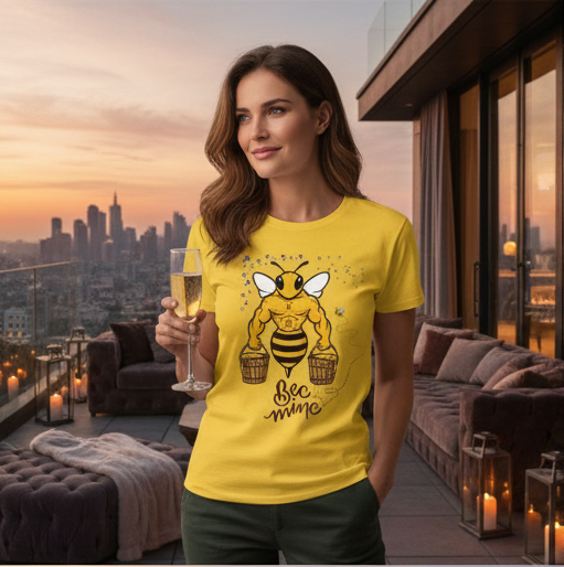 Bee Mine Funny Valentine’s Day T-Shirt – Cute Muscle Bee Graphic Tee