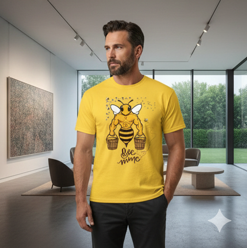Bee Mine Funny Valentine’s Day T-Shirt – Cute Muscle Bee Graphic Tee