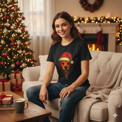 Festive Santa Dog Christmas T-Shirt – Cute Holiday Zip Design Tee for Dog Lovers
