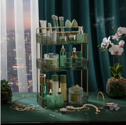 SONGMICS 3-Tier Vanity Organizer with Accessories - Pale Green