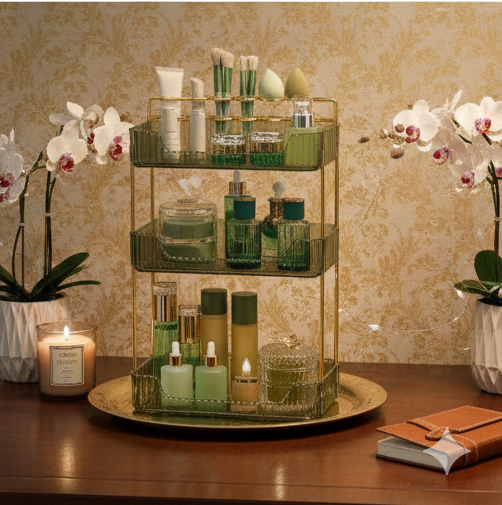 SONGMICS 3-Tier Vanity Organizer with Accessories - Pale Green