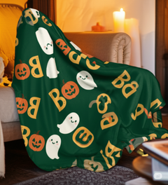 BOO Blanket – Cozy Halloween Ghost & Pumpkin Throw
