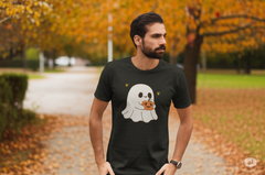 Cute Ghost Pumpkin Heavyweight Unisex Halloween T-Shirt