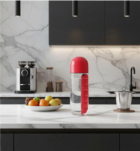 Dual Pill Bottle & Hydration Cup - 600ml