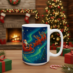 Personalized Santa Sleigh Christmas Mug – Custom Name Holiday Gift
