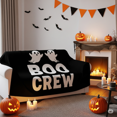 Boo Crew Plush Fleece Blanket 30×40 – Cozy Halloween Ghost Throw