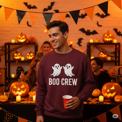Boo Crew Halloween Sweatshirt – Gildan G180 Cozy Ghost Crewneck
