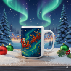 Personalized Santa Sleigh Christmas Mug – Custom Name Holiday Gift
